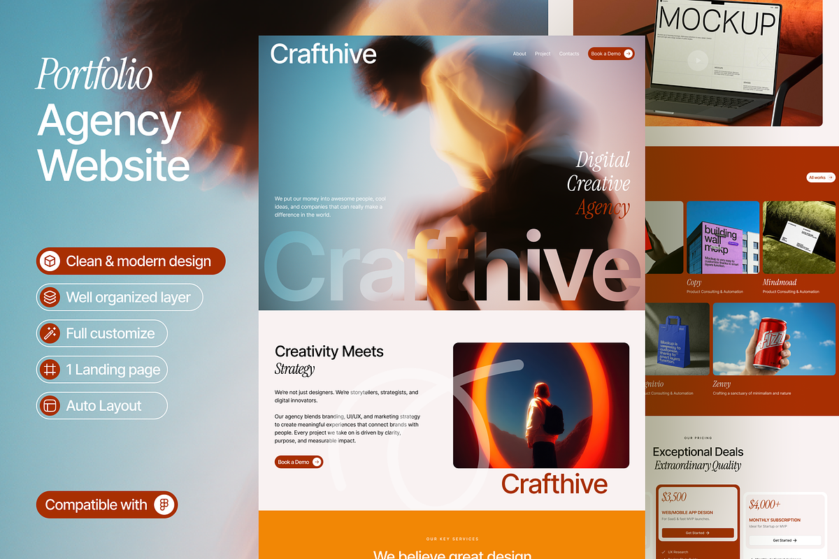 Crafthive Portfolio website, a Landing Page Template by Ahmed Rubel (Photo 1 of 3)
