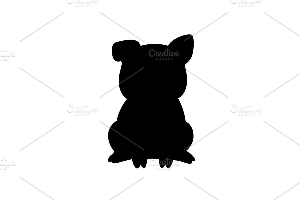 Piglet silhouette in sitting pose, an Animal Illustration by GraphiShop