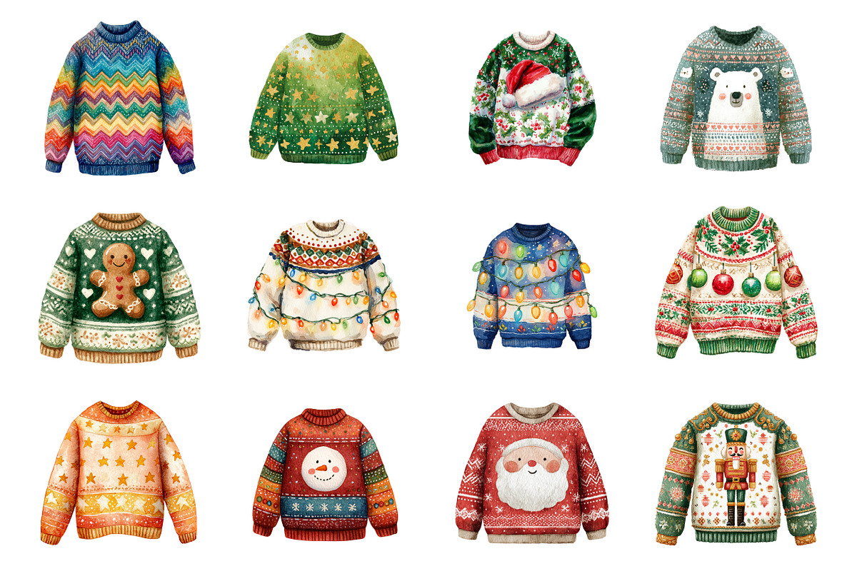 Ugly Christmas Sweater Clipart, an Illustration by Design Market (Photo 3 of 3)