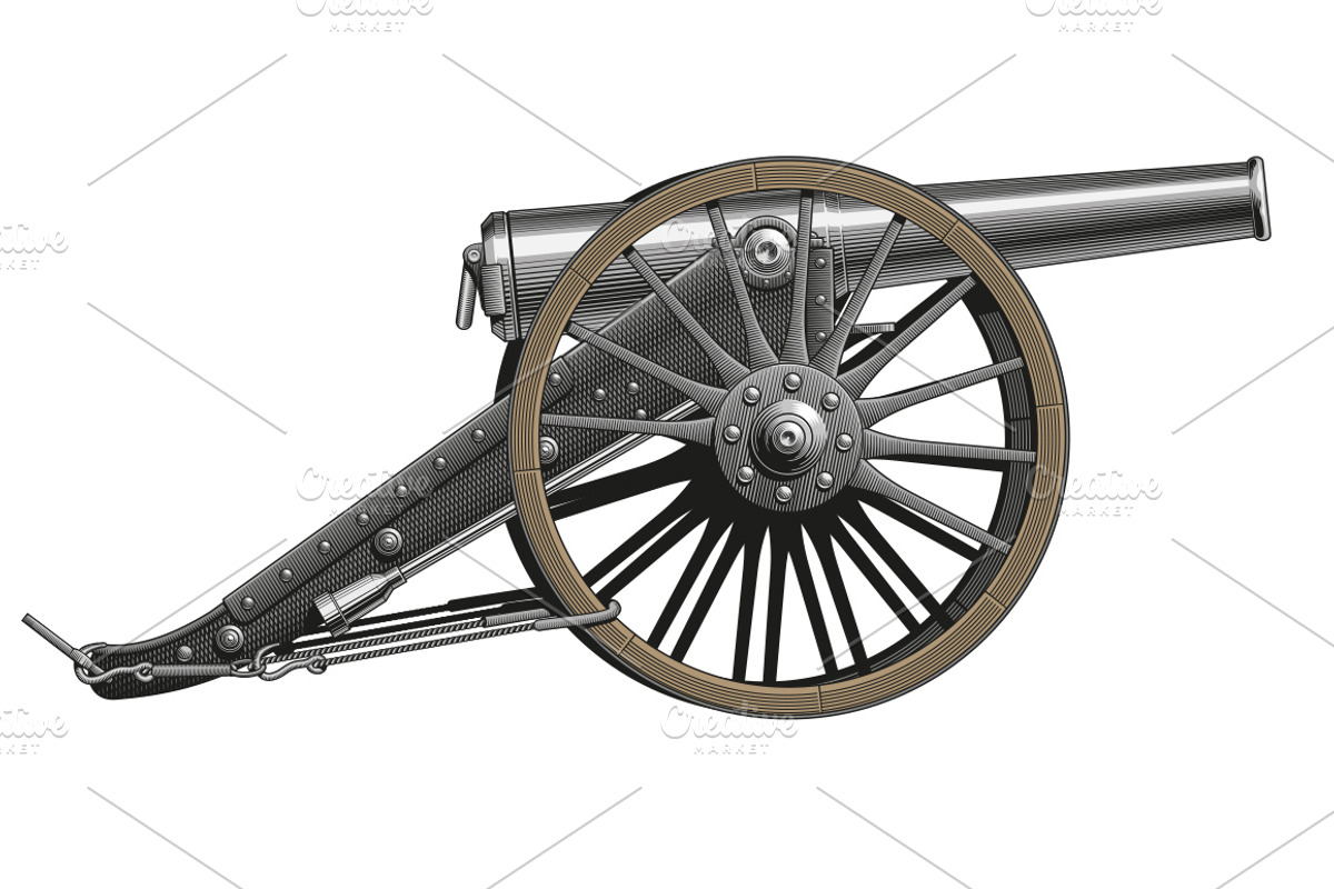 Vintage cannon, vector, an Illustration by Ledokolua (Photo 1 of 2)