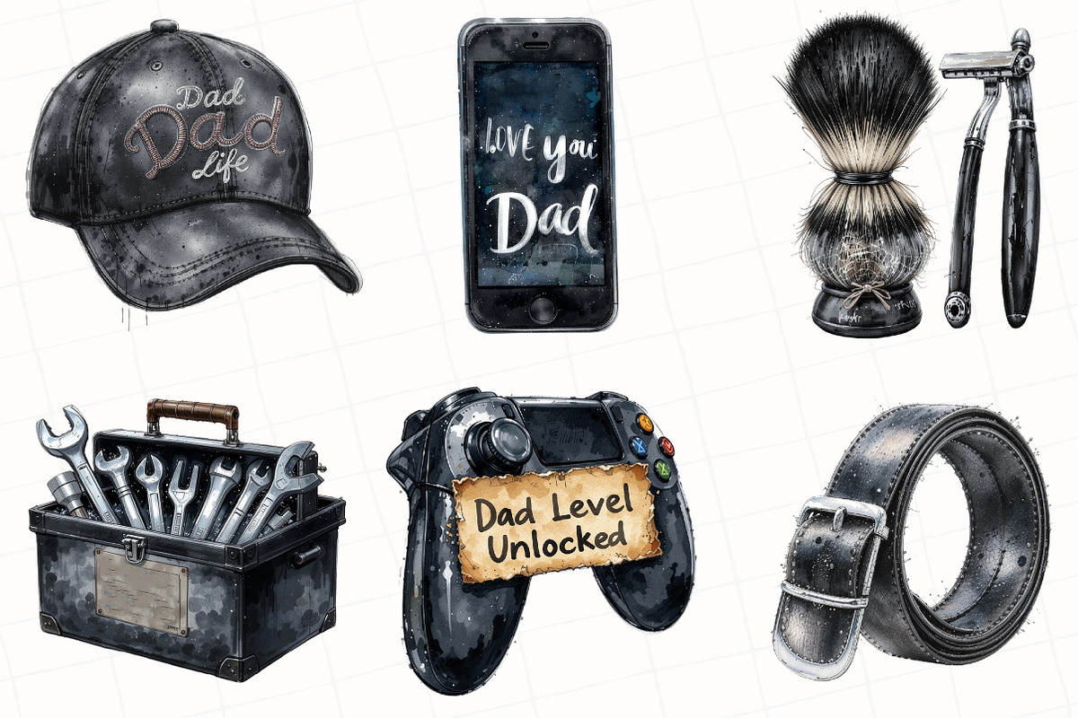 Classic Black Father's Day Clipart, an Illustration by OK Design (Photo 5 of 5)