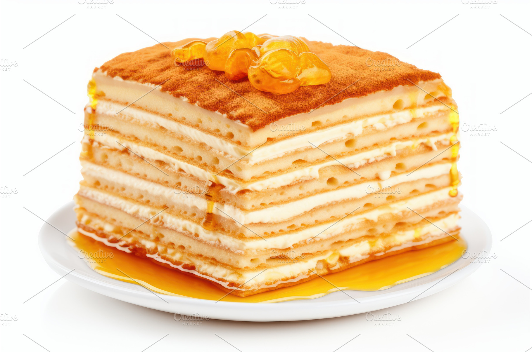 Rich Layered honey cake. Generate Ai, a Food & Drink Photo by Ylivdesign