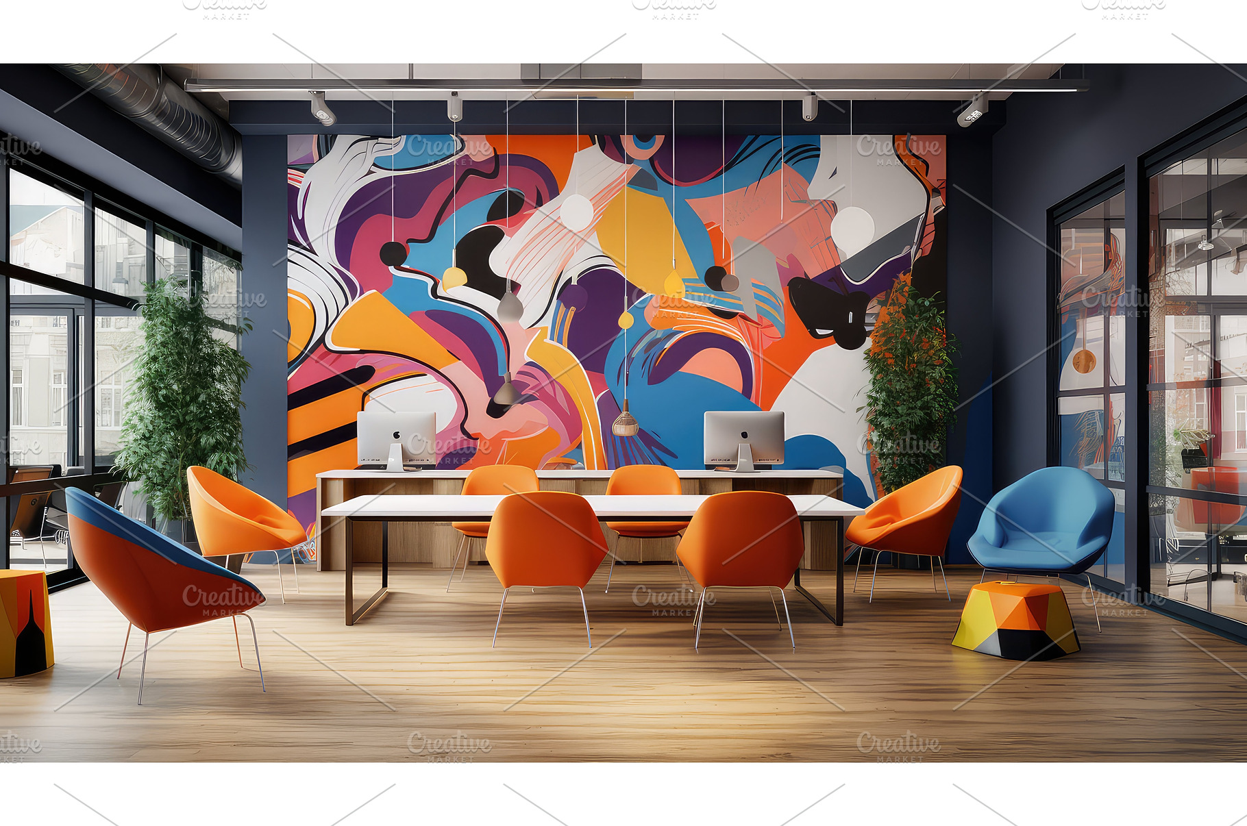 desk office interior background ai, a Business Photo by pikepicture