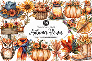 Watercolor Autumn flower Clipart, an Illustration by SinaCreation (Thumbnail 1 of 5)