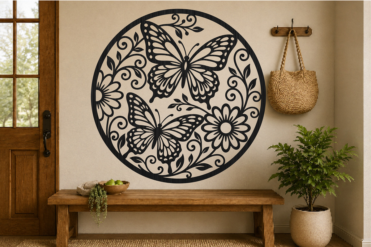 Butterfly Floral Circle Laser SVG, an Object Graphic by DreamCafeArt (Photo 2 of 3)