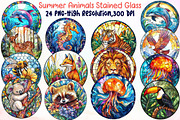 Summer Animals Stained Glass Clipart, an Illustration by Sublimation Artist (Thumbnail 1 of 6)