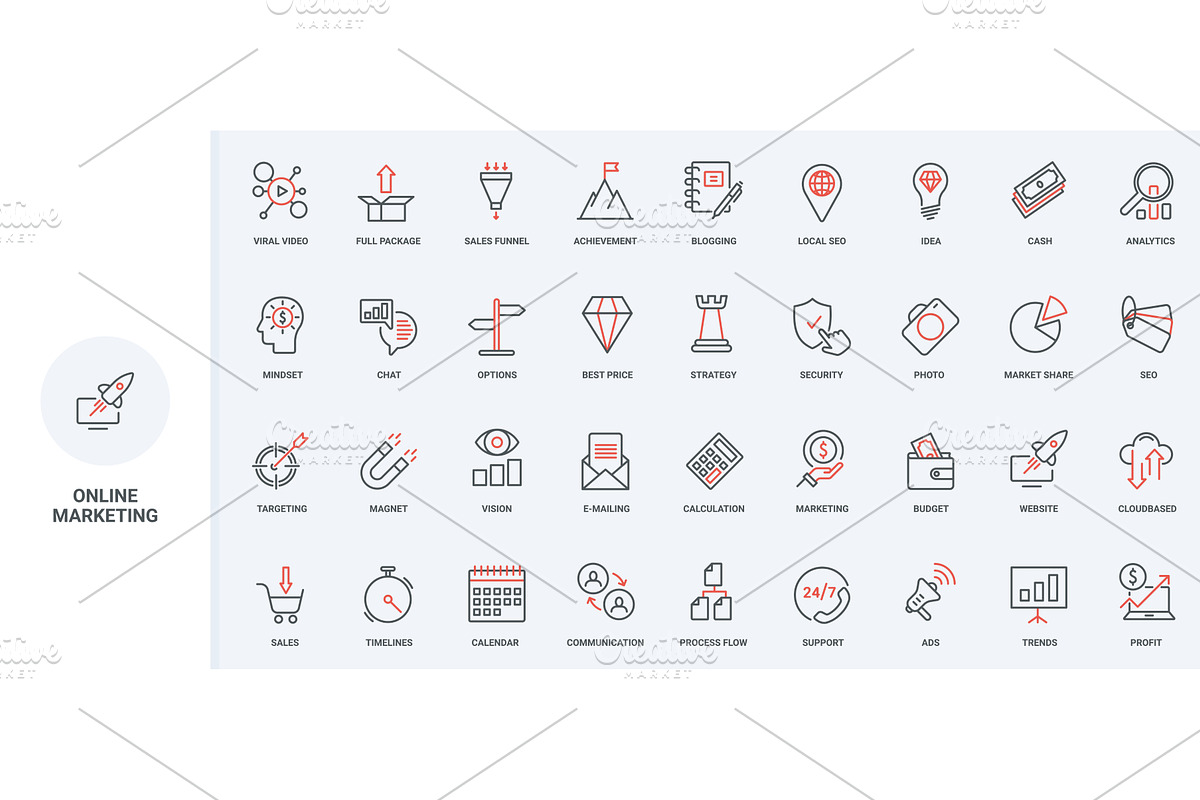 Digital marketing strategy icons, an Object Illustration by Lemberg Vector