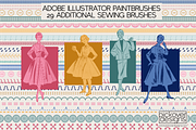 29 Add. Sewing Brushes-Illustrator, a Brush Add-On by Pickover Designs (Thumbnail 1 of 3)