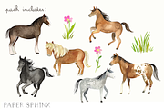 Watercolor Horses Clipart Pack, an Animal Illustration by PaperSphinx (Thumbnail 2 of 3)