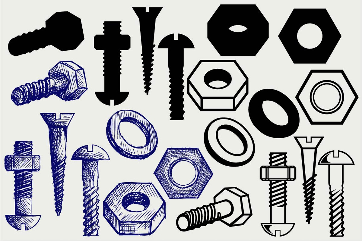 Set of screws SVG, an Outline Icon by LineworkStock