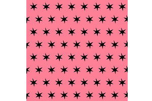 Black Vintage Stars on Pink Seamless, a Pattern Graphic by Sharon Schwalbe