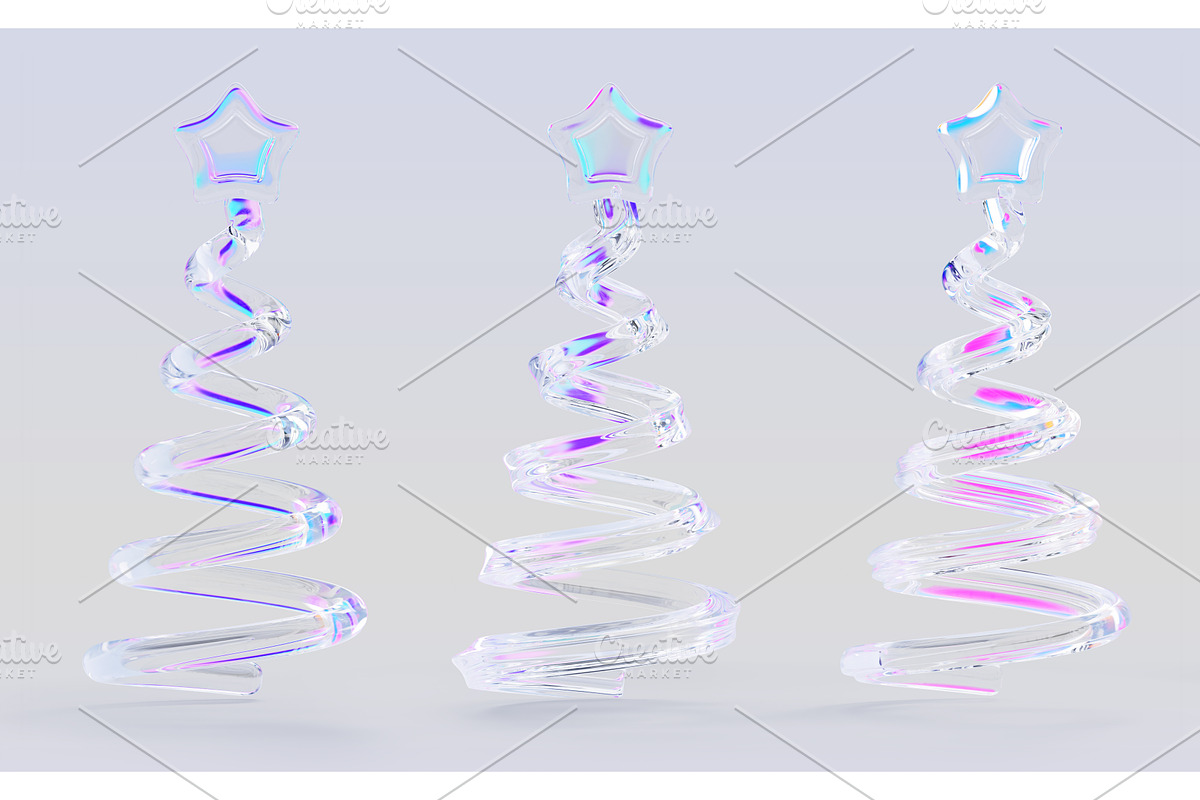 3d set of glass spiral Christmas, a Plants & Tree 3D Model by Marozhkastudio