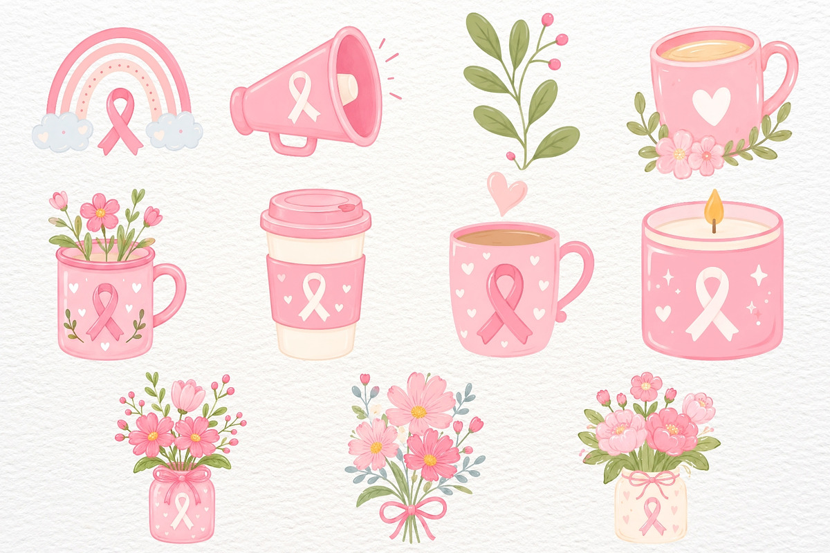 Breast Cancer Awareness Clipart Bow, a Seasonal Illustration by SugarCloudStudioArt (Photo 4 of 5)