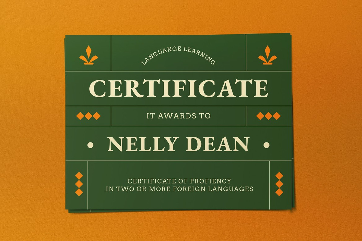 Green Yellow Art Deco Certificate, a Print Template by graphicook (Photo 3 of 3)