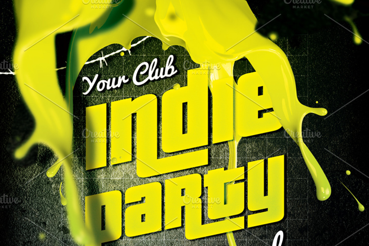 Indie Party Flyer Template, a Flyer Template by Krukowski Graphics (Photo 3 of 3)
