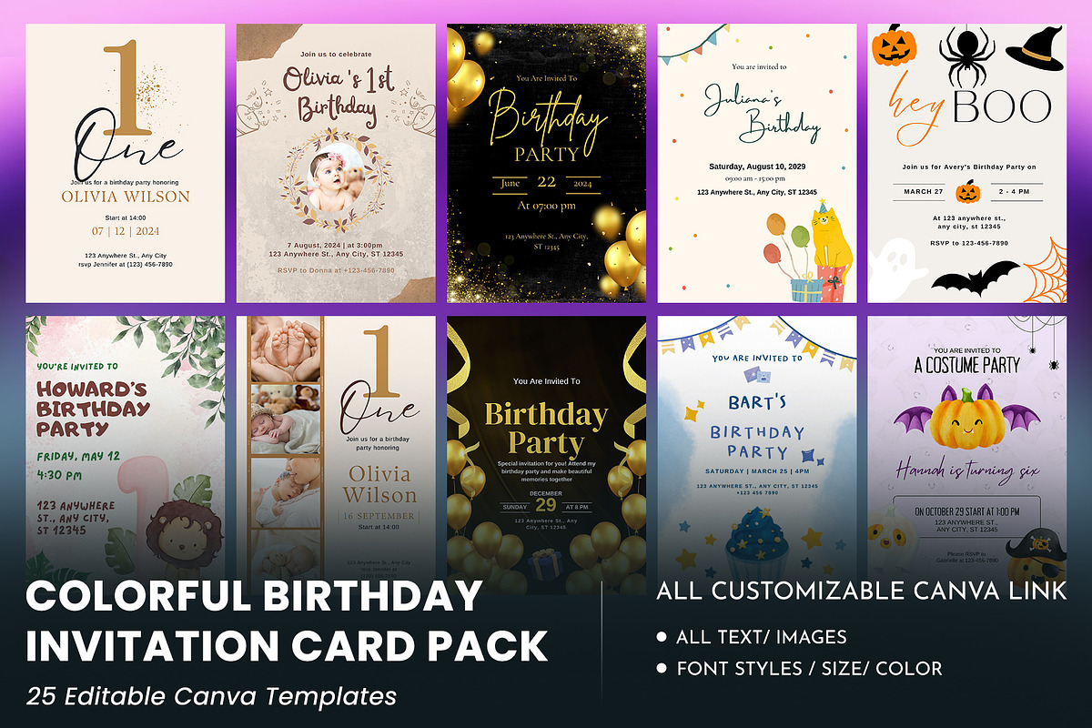 25 Birthday Invitation Card Pack, an Invitation Template by DesignGenix (Photo 1 of 3)