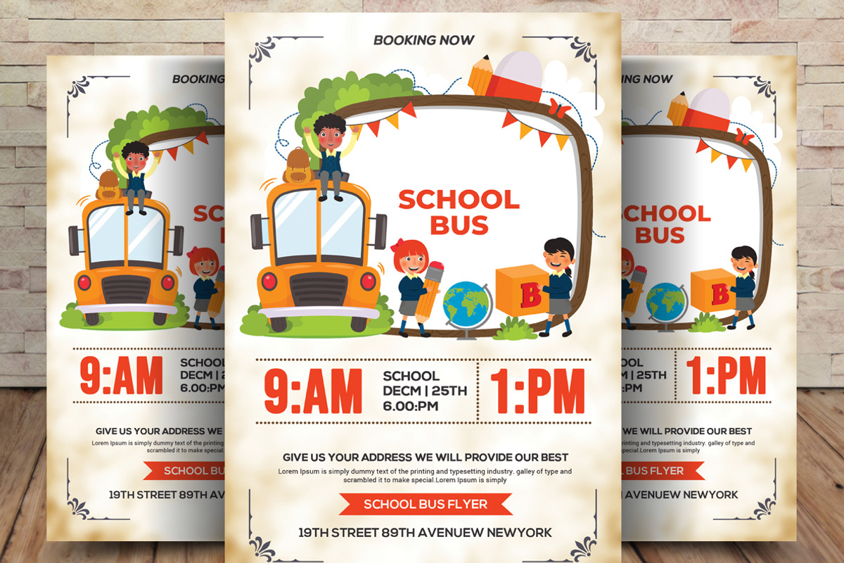 School Bus Flyer Template, a Flyer Template by graphicforest