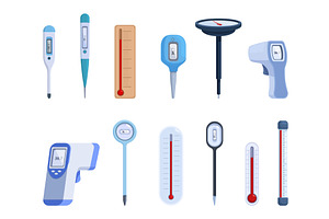 Cartoon thermometers. Different, an Object Illustration by Valerie Bodnar