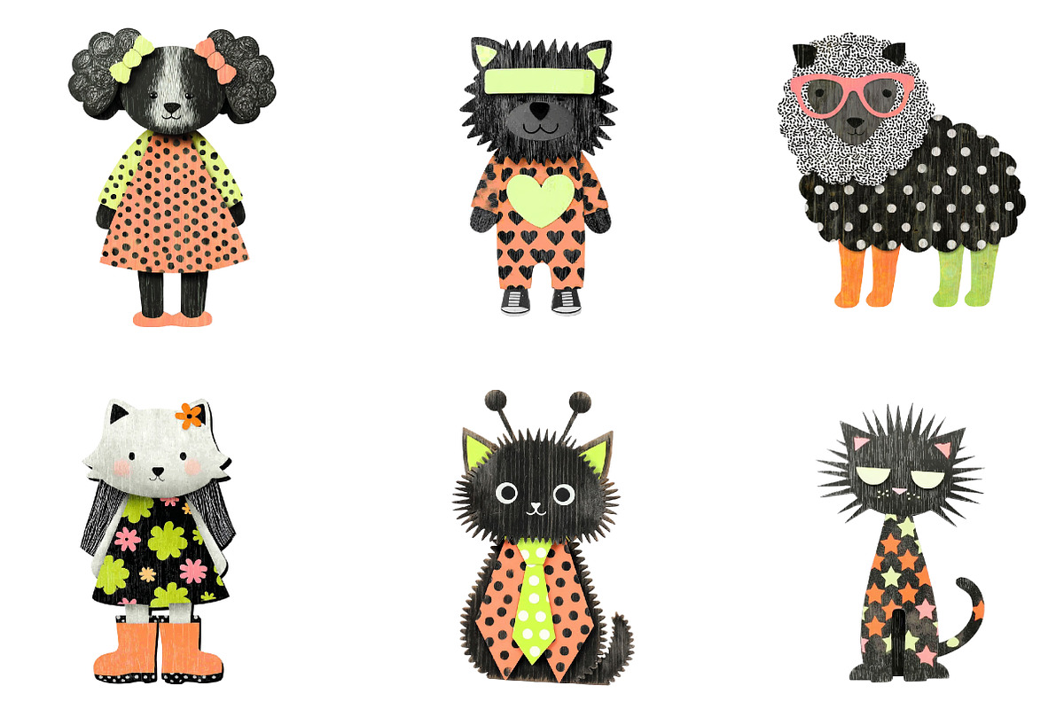 Whimsical Cat Clipart, an Illustration by CreationArt (Photo 2 of 5)