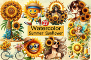 Summer Sunshine Sunflower Clipart, an Illustration by SVGArt (Thumbnail 1 of 8)