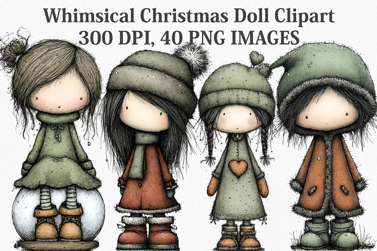 Whimsical Christmas Doll Clipart, an Icon by Canvas Craft (Photo 1 of 7)