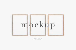 Set Of 3 Wooden Frames Mockup