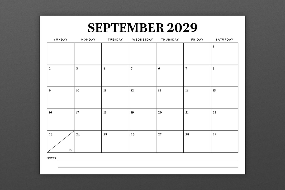 2029 8.5 x 11 Inch Calendar Template, a Stationery Template by Running With Foxes (Photo 4 of 5)