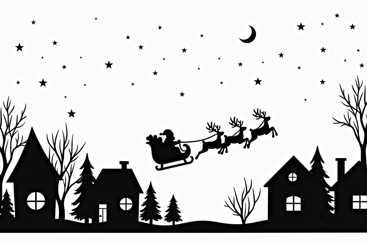 Xmas Reindeer Scene Silhouettes, an Illustration by musafir_fashion (Photo 15 of 21)