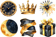 Golden and Black New Year Clipart, an Illustration by Designking (Thumbnail 3 of 5)