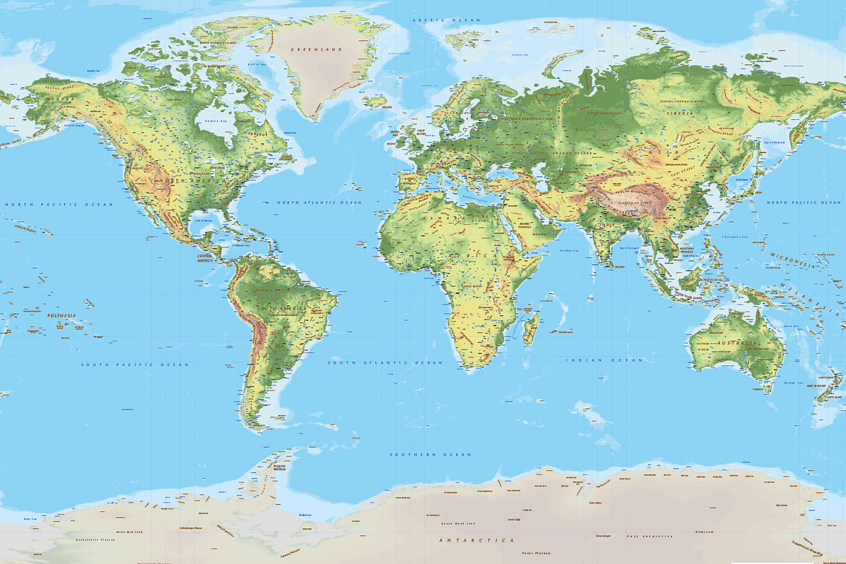 Topographic World Vector Map, an Illustration by Cartorical (Photo 2 of 8)