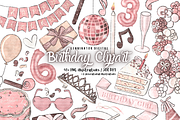 Happy Birthday Party Clipart PNG, a Decorative Illustration by Lenninator Digital (Thumbnail 1 of 9)