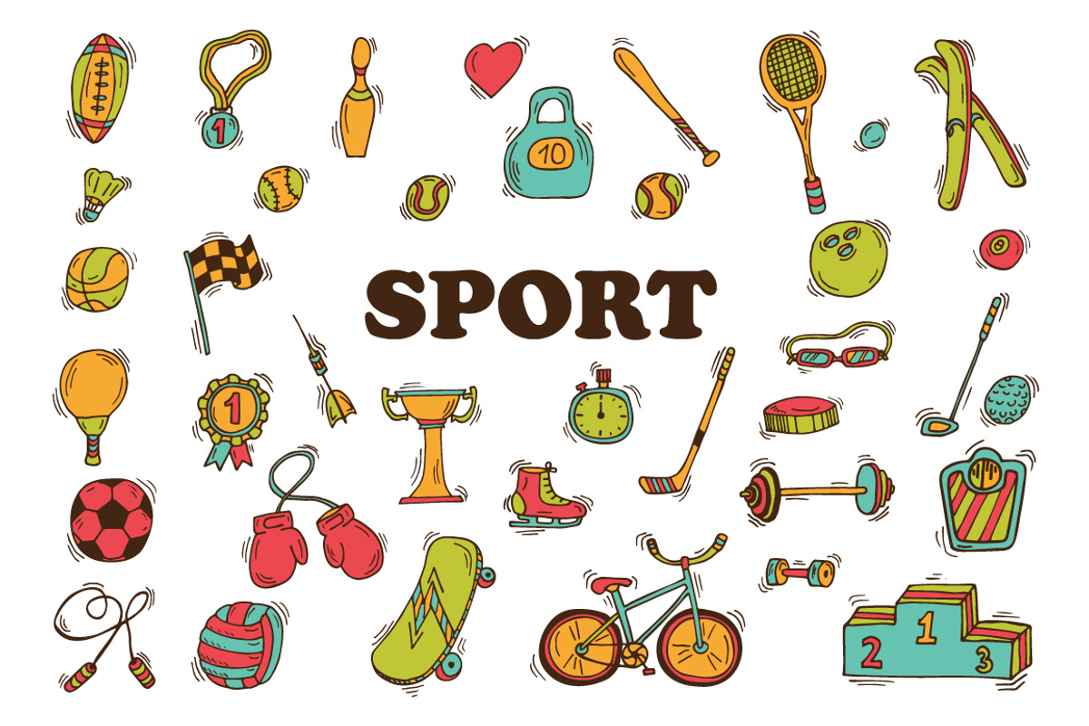 Hand drawn sport icon set, a Healthcare Illustration by Helen Sko (Photo 1 of 5)