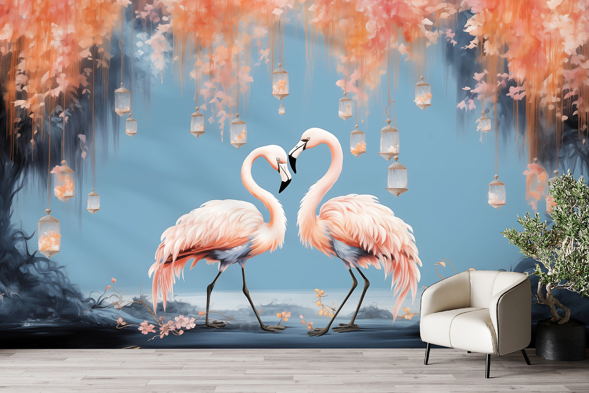 Hand drawn flamingo wallpaper, a Wallpaper Graphic by Muzi pear studio (Photo 2 of 12)