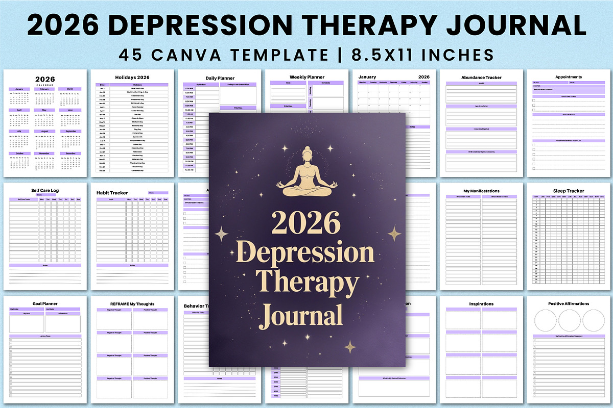 2026 Depression Therapy Journal KDP, a Stationery Template by Shumaya (Photo 1 of 7)
