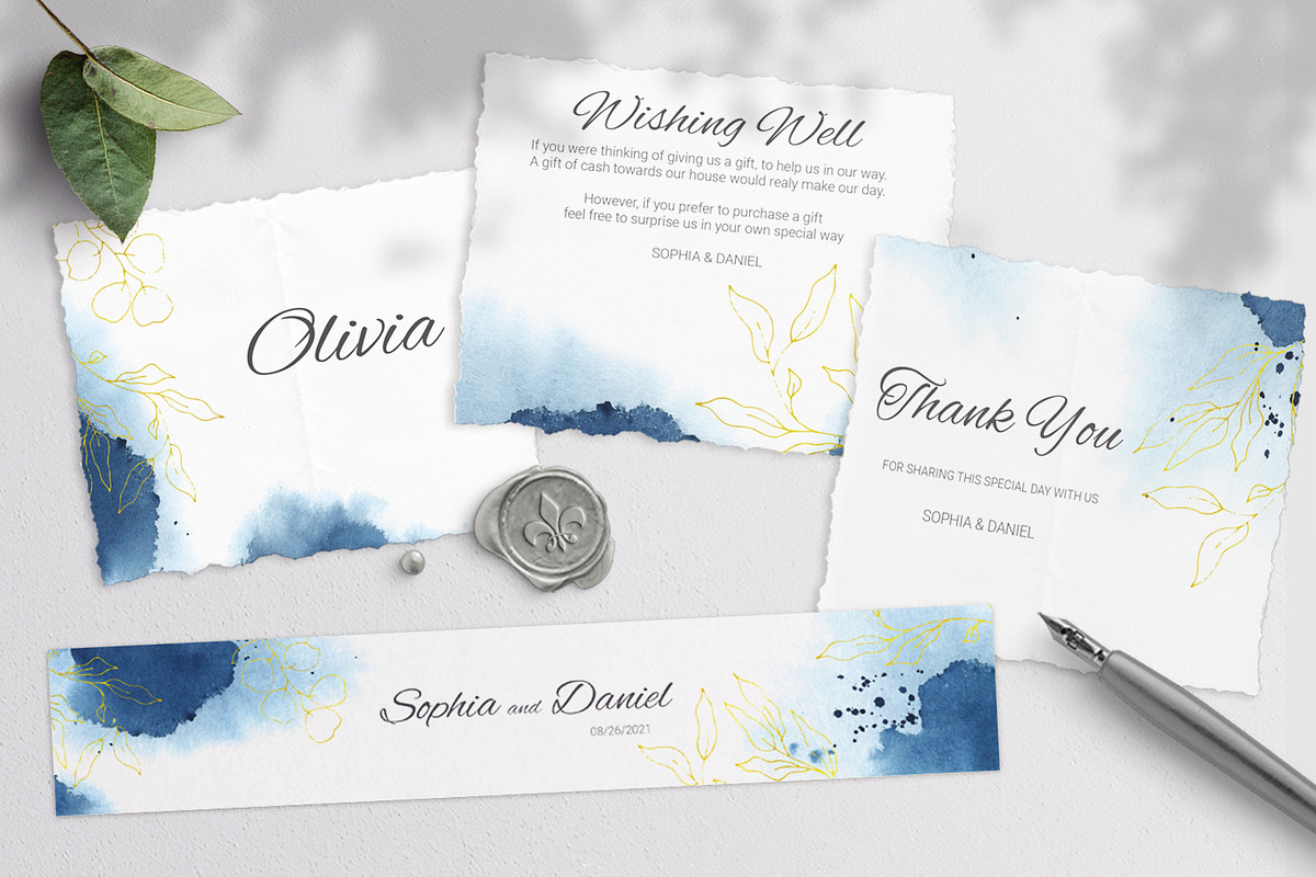 Indigo Wedding Invitation Siute, an Invitation Template by Nebbia (Photo 5 of 6)