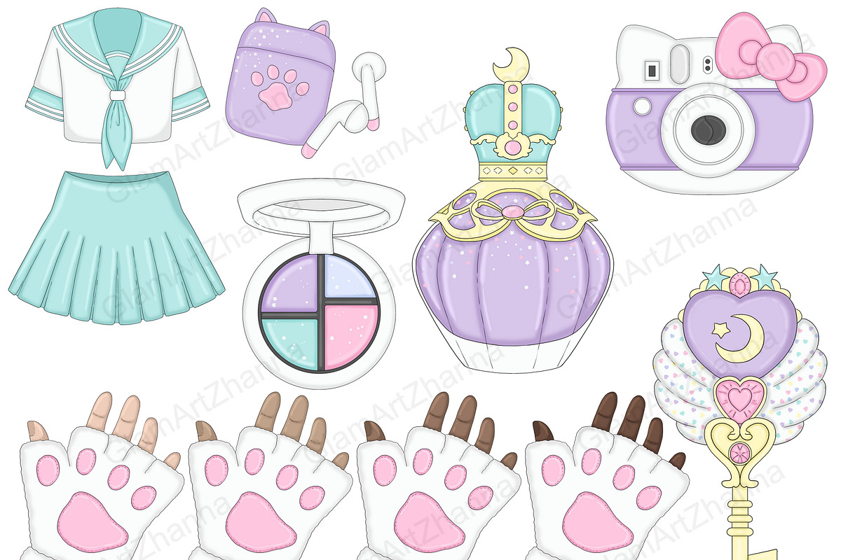 Kawaii Clipart Bundle, an Object Illustration by GlamArtZhanna (Photo 3 of 5)