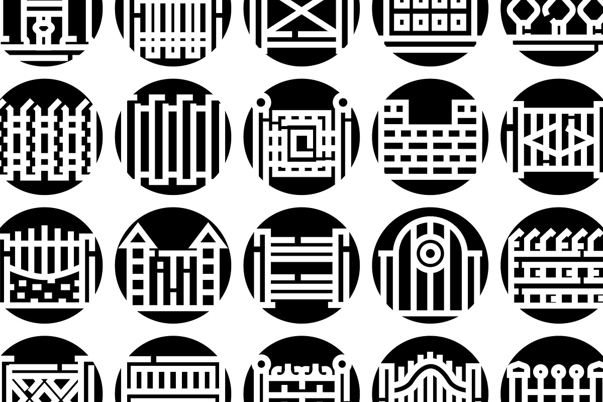 Fence and gate barrier styles icon, an Object Graphic by pikepicture (Photo 3 of 3)