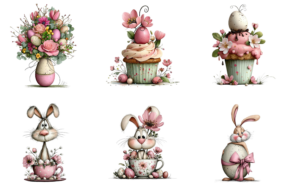 Pink Easter Watercolor Clipart Bundl, an Illustration by Sublimation Artist (Photo 7 of 7)