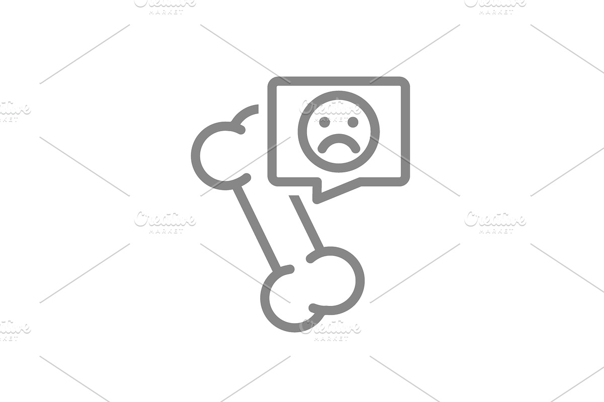 Human bone with sad face in speech, an Object Illustration by GraphiShop