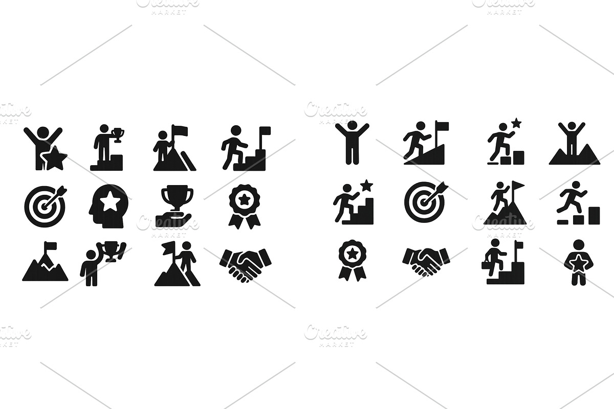 Various icons representing success, a Person Illustration by ZinetroN