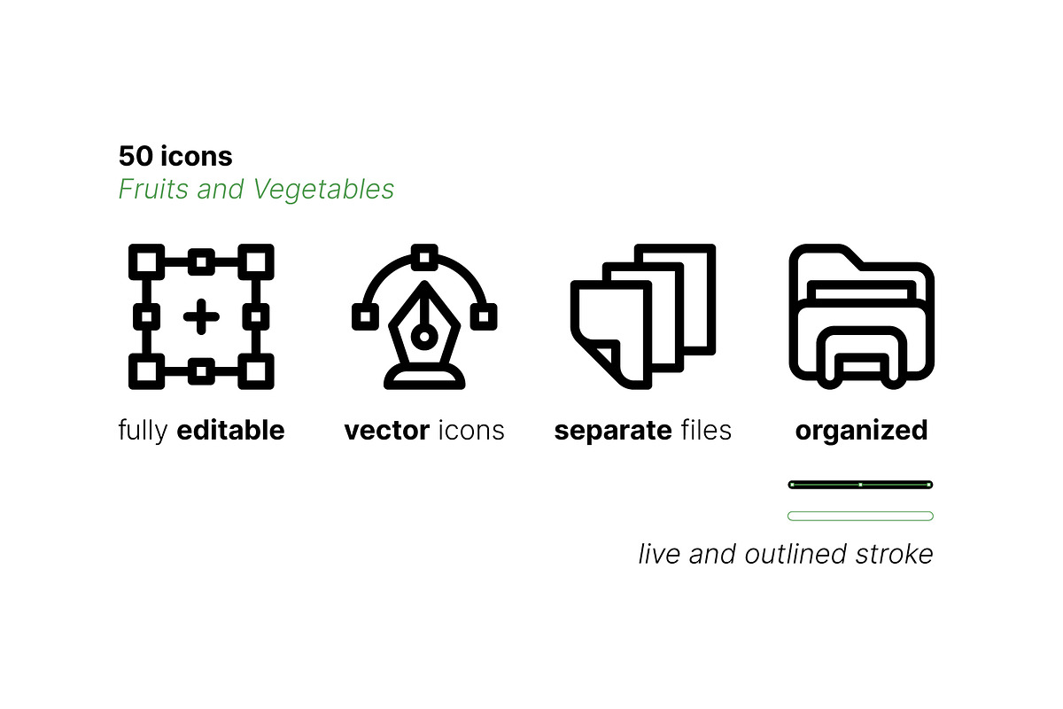 50 Fruit and Vegetable Icons, an Outline Icon by Side Project (Photo 4 of 8)