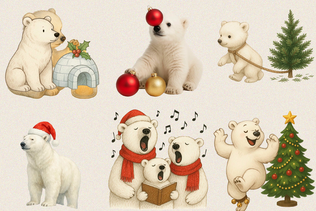 Christmas Polar Bear Clipart, an Illustration by SVGArt (Photo 2 of 8)