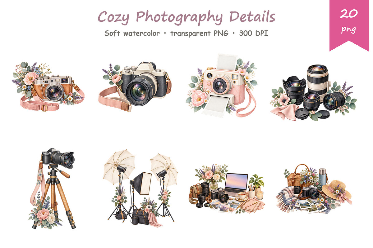 Watercolor Photography Clipart, a Decorative Illustration by BerryPieArt (Photo 3 of 4)