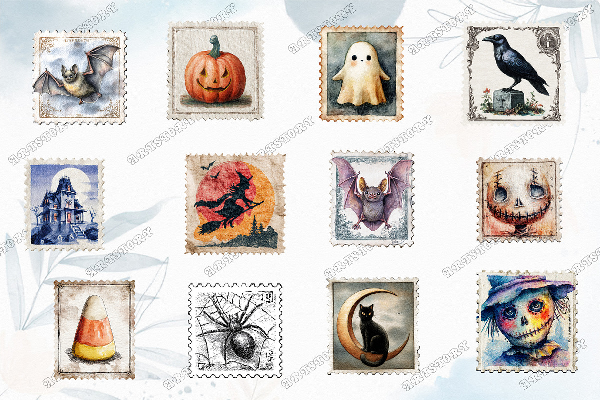 Vintage Halloween Postage Stamp Clip, a Graphic by designcity5 (Photo 3 of 5)