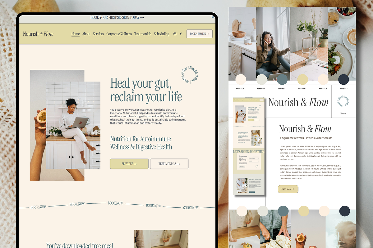 Nourish + Flow Nutritionist Website, a Squarespace Template by Solana Creative Co. (Photo 8 of 13)