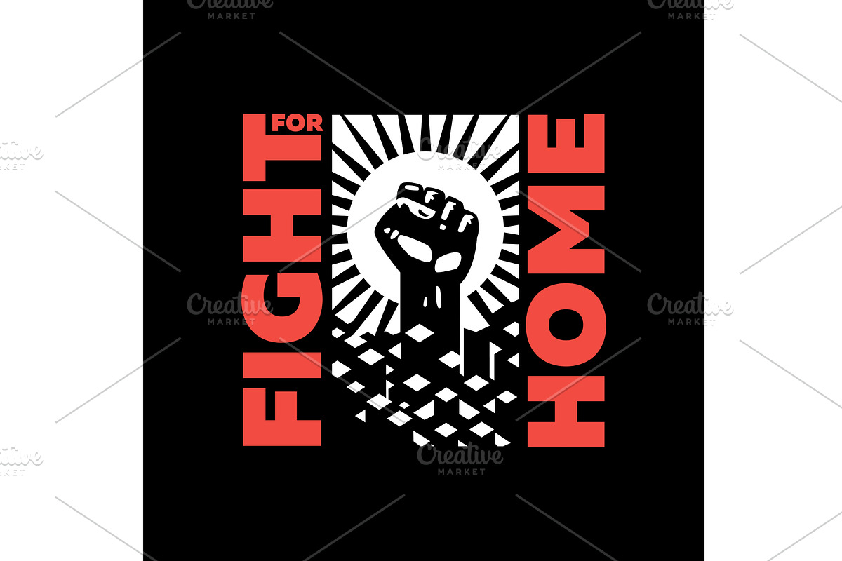 Fist. Fight emblem or label. Cartoon, an Object Illustration by Masterlevsha