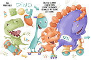 Dino boys clip art set., an Illustration by Yuliya Art (Thumbnail 1 of 9)