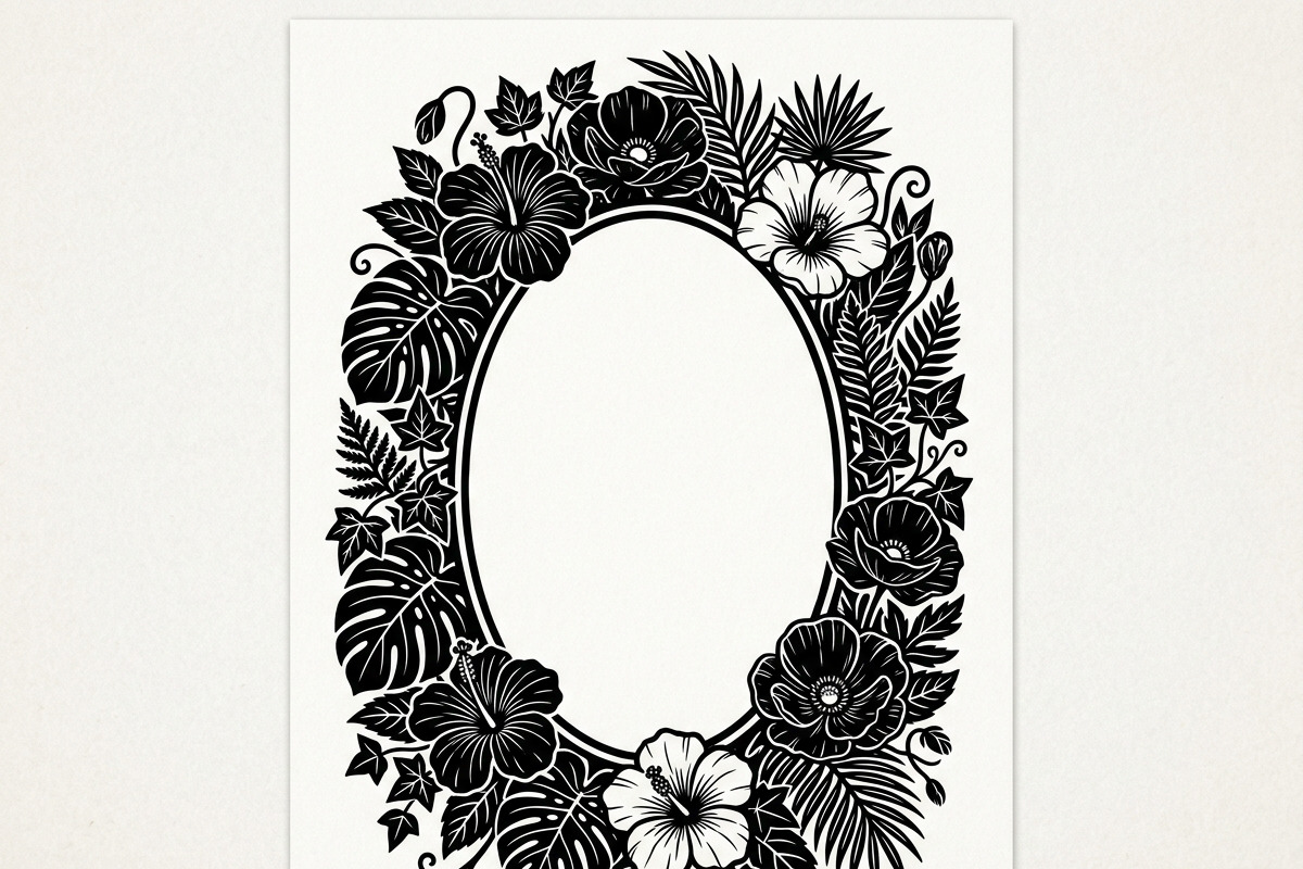 50 Elegant Floral Oval Mirror Frame, a Decorative Illustration by Amazin_art (Photo 7 of 29)