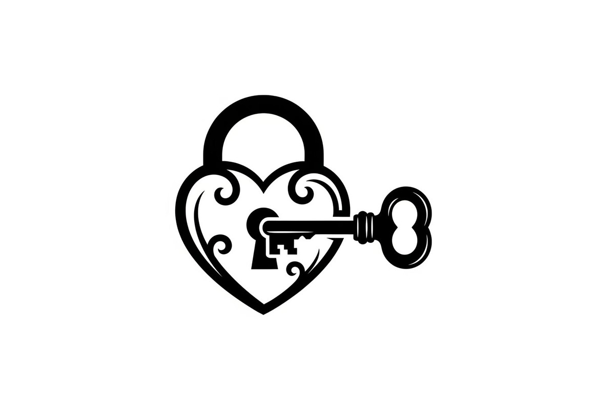 Heart Lock and Key Silhouette Icons, an Illustration by Designer_Momina (Photo 48 of 51)