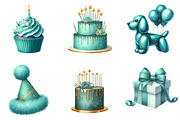 Teal Birthday Sublimation Clipart, an Illustration by DreamArtGraphic (Thumbnail 6 of 6)